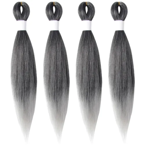 Miniatura 55 de Cabello trenzado preestirado de 10 pulgadas, 4 paquetes, extensiones de cabello corto para trenzas, cabello sintético preestirado #1 (negro azabache)