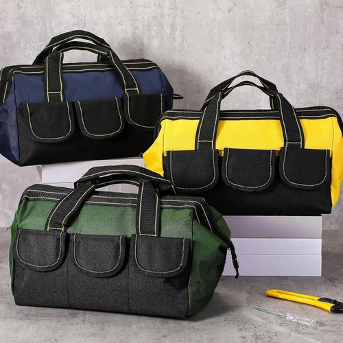 Miniatura 6 de Sanwuta - Paquete de 3 bolsas para herramientas, alta resistencia, fondo rígido impermeable, boca ancha, para electricista, carpintero, mecánico, 13