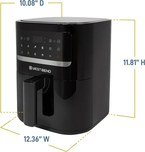 Miniatura 24 de West Bend Freidora de aire digital de 4.5 cuartos de galón, compacta con 12 preajustes, temperatura ajustable para comidas crujientes rápidas, cesta