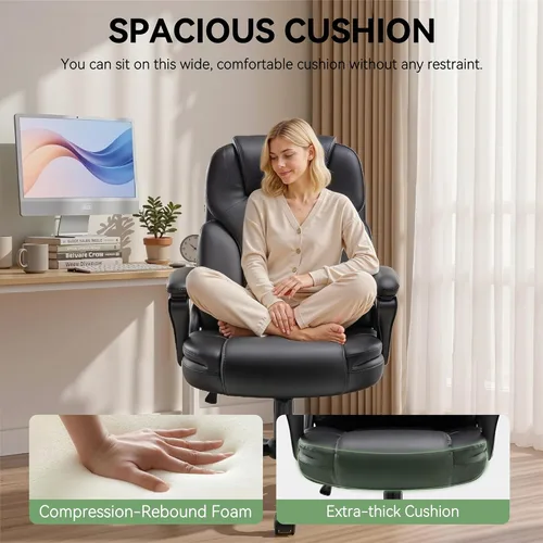 Miniatura 6 de Silla de oficina ergonómica con respaldo alto, cómoda silla de escritorio, silla de oficina ejecutiva ajustable para oficina en casa, silla de Negro