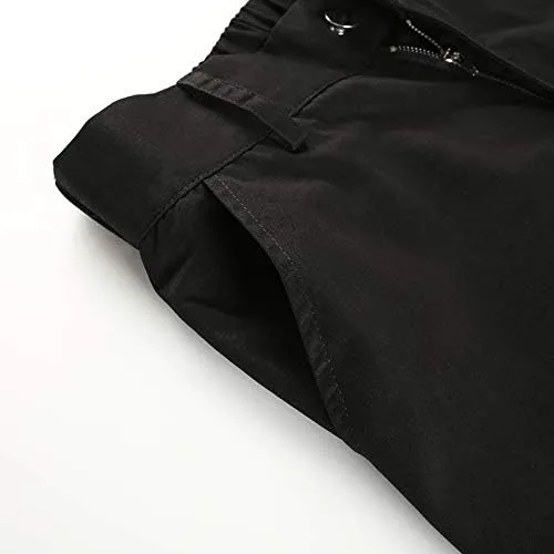 Miniatura 5 de JEAAMKSSER Pantalones cargo negros de cintura alta para mujer con bolsillos, holgados, color liso, Y2K Streetwear