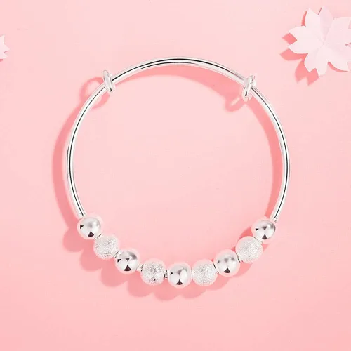 Miniatura 4 de Pulseras de plata de ley 925 para mujer, pulsera de transferencia de la suerte, ajustable, joyería de moda para mujer