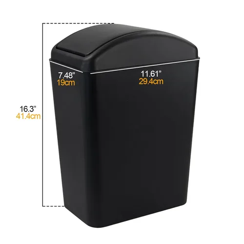 Miniatura 3 de Cubo de basura de plástico de 4.5 galones, bote de basura con tapa giratoria, color negro