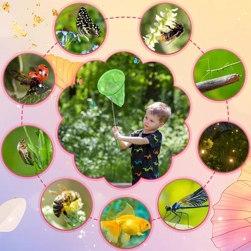 Miniatura 7 de Sosation Redes telescópicas de pesca de mariposa para niños, coloridas redes de captura de insectos, herramientas al aire libre para atrapar
