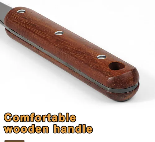 Miniatura 8 de FJNATINH Espátula Wok de acero inoxidable, cucharón, juego de herramientas de cucharón de espumadera, utensilios de cocina pulidos con mango de Negro