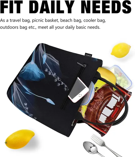 Miniatura 6 de Aosbos - Bolsas de almuerzo grandes para mujer, lonchera aislada, bolsa de mano fría suave Aosbos, organizador de alimentos para adultos, soporte D.