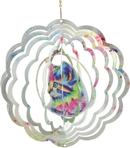 Miniatura 5 de VP Home Giratorio de Viento Cinético Mandala Explosión Floral para Patio y Jardín Giratorio de Viento Exterior Metal Grande Decoración 3D de Mandala