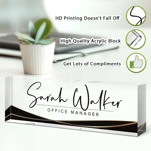 Miniatura 3 de Placa de nombre personalizada para escritorio, placa de nombre de escritorio personalizada, decoración de oficina para mujeres y hombres, accesorios