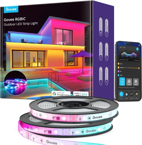 Miniatura 6 de Govee Tira de luces LED para exteriores, 32.8 pies, luces inteligentes para exteriores que funcionan con Alexa y Google Assistant, control