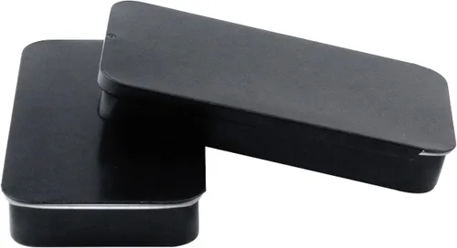 Miniatura 4 de 8 recipientes de lata rectangulares de metal deslizantes, latas de almacenamiento vacías para velas de perfume sólidas, manualidades, dulces, Negro
