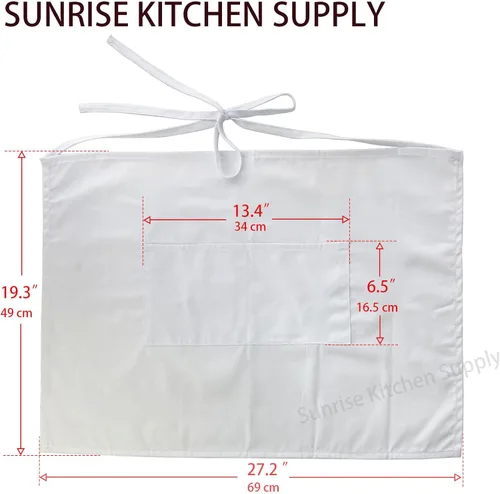 Miniatura 5 de SUNRISE Kitchen Supply White Half Bistro Delantal, 19" L Por 27" W