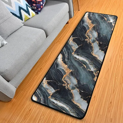 Miniatura 12 de MNSRUU Alfombra larga para pasillo colorido conchas en azul interior exterior alfombra antideslizante entrada alfombra para pasillo cocina piso 72 x