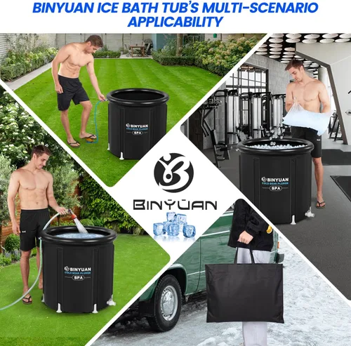 Miniatura 6 de BINYUAN Bañera de hielo XL para atletas con cubierta de 99 galones, tina de inmersión fría para recuperación, piscina de baño de hielo portátil