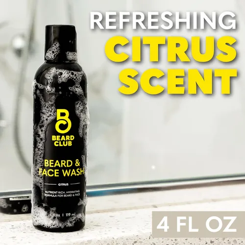 Miniatura 7 de The Beard Club Citrus Beard & Face Wash: limpiador todo en uno, suaviza y nutre el cabello facial, hidrata y limpia la piel, sin parabenos ni