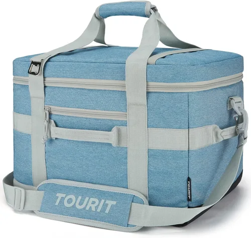 TOURIT Lonchera térmica con lados blandos 48/60 latas gran bolsa de almuerzo plegable, caja de hielo, 8.4/10.6 galones enfriadores sin fugas y Azul