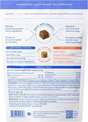 Miniatura 9 de Native Pet Masticables calmantes avanzados para perros de razas pequeñas, alivio de la ansiedad, estrés, separación, viajes y apoyo para dormir