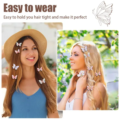 Miniatura 2 de 18 pinzas para el cabello con diamantes de imitación de mariposa para adolescentes y mujeres, clips de mandíbula Y2K con purpurina, lindos regalos