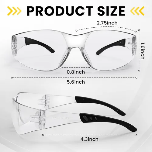 Miniatura 2 de Paquete de 100 lentes de seguridad transparentes, ANSI Z87.1, resistentes a los arañazos, a granel, para hombres y mujeres, lentes transparentes