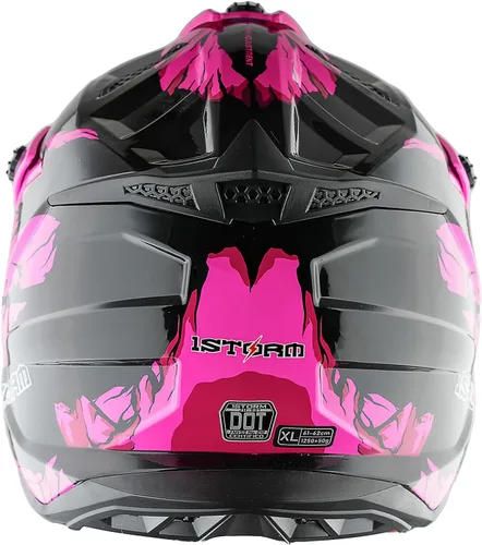 Miniatura 2 de 1Storm - Casco de motocross para adulto ATV Dirt Bike BMX MX Downhill Mountain Helmet estilo pista JH601; conjunto de casco rosa dinosaurio + gafas