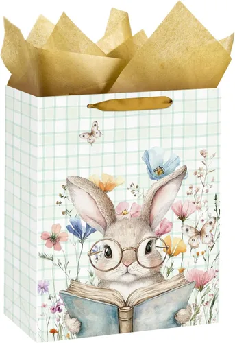 Miniatura 12 de LeZakaa Bolsa de regalo de cruz de 13 pulgadas, bolsa de regalo cristiana dorada con papel de seda, etiqueta de regalo y tarjeta para bautizos