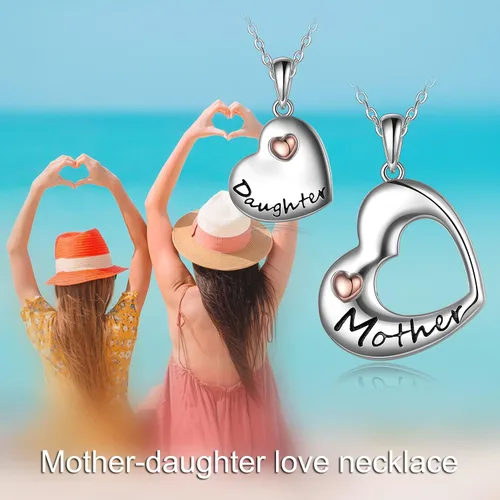 Miniatura 3 de POPLYKE Collar de plata de ley para padre, hija, madre, hija, día de la madre, cumpleaños, joyería de regalo para mujeres, mamá, hija, papá, esposa