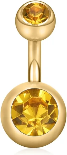 Miniatura 21 de Ruifan 14G 0.236 in 1/4 pulgadas 316L Acero quirúrgico cristal ferido CZ corto ombligo aretes de ombligo anillos de botón 4-6 piezas
