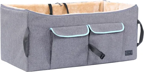 Miniatura 12 de Asiento elevador Petsfit para 2 perros pequeños o perro mediano de hasta 55 lbs, asiento grande de coche para perros con 2 bolsillos grandes
