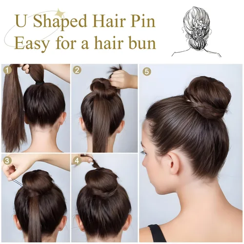 Miniatura 4 de Horquillas para el cabello en forma de U, 200 unidades de horquillas onduladas para mujeres y niñas con caja para peinados franceses, pinzas