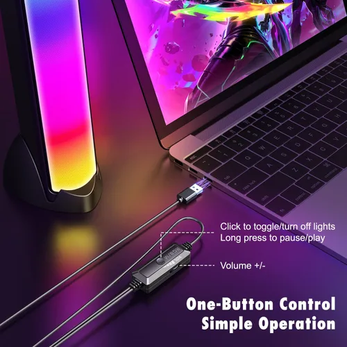 Miniatura 4 de OFFSIR Altavoces de computadora, altavoces RGB para PC, altavoces para juegos con luz de respiración LED de pantalla completa, altavoces