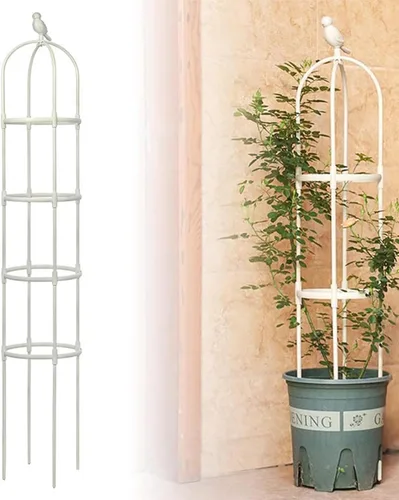 Enrejado de obelisco de jardín de 6 pies para plantas trepadoras, tubo de metal inoxidable con revestimiento de plástico resistente, soporte de