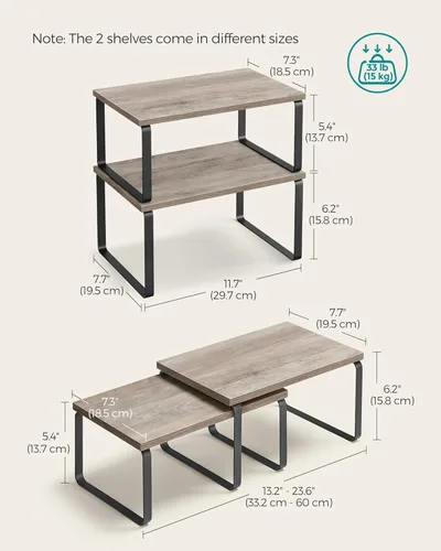 Miniatura 2 de SONGMICS Estante organizador de gabinete, juego de 4 estantes de encimera de cocina, almacenamiento de cocina, estante de especias, apilable, Tinta