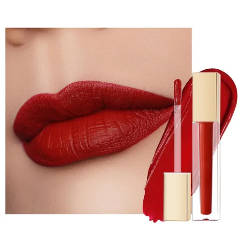 Miniatura 14 de Oulac Lápiz labial rojo líquido mate para mujer, lápiz labial de larga duración, impermeable, sin transferencia, fórmula cremosa de alta 【M08 1000