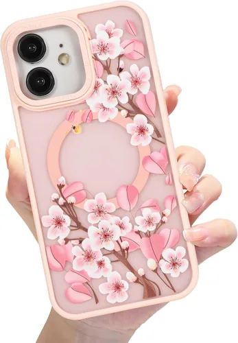 Miniatura 34 de Compatible con el teléfono 13 Pro - Funda magnética mate translúcida, de lujo, a prueba de golpes, magnética y con bonito patrón de flores, carcasa