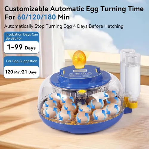 Miniatura 2 de Incubadoras de 18 huevos para incubar huevos, incubadora de huevos de gallina con giro automático de huevos y control de temperatura y humedad, tapa