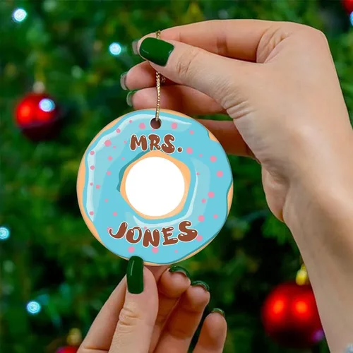 Miniatura 4 de Adornos de árbol de Navidad con nombre personalizado en donas, adorno de Navidad, adorno de recuerdo, decoración del hogar, colgantes colgantes