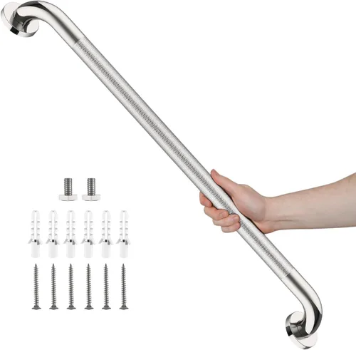 Miniatura 26 de Barra de agarre de ducha de níquel cepillado con agarre moleteado antideslizante de 36 pulgadas, barras de agarre de baño de acero inoxidable, barra