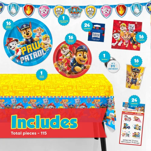 Miniatura 2 de Suministros y decoraciones para fiestas de Paw Patrol, suministros de fiesta de cumpleaños de Paw Patrol, sirve para 16 invitados, con licencia