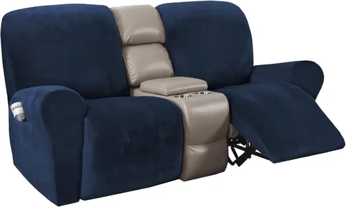 Miniatura 13 de H.VERSAILTEX Fundas elásticas de terciopelo para sillón reclinable, fundas para silla reclinable estilo de 4 piezas, funda para sillón reclinable
