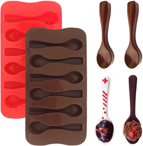 Miniatura 10 de YuCool Paquete de 3 moldes de silicona de Navidad para chocolate y caramelos, pequeños moldes de silicona para hornear – rojo, verde, rosa