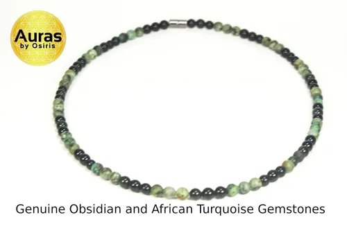 Miniatura 14 de Collar de cristal de obsidiana negra hecho a mano, collar de cuentas de piedras preciosas naturales auténticas, curación, protección, talismán mala