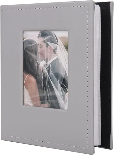 Miniatura 45 de Álbum de Fotos 4x6 para 300 Fotos Cubierta de Cuero PU Página Interior Negra para Álbumes de Boda Libro de Fotos Familiar Bebé Aniversario Bolsillo