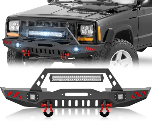 Miniatura 11 de Parachoques delanteros y traseros para Cherokee XJ compatibles con Cherokee XJ 1984-2001 (2/4 puertas) parachoques todoterreno con placa