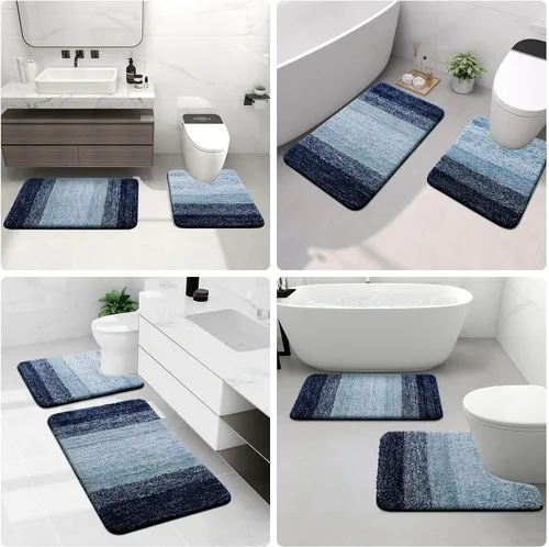 Miniatura 9 de Arotive Alfombras de baño de microfibra, peludas, suaves y absorbentes, antideslizantes, de felpa gruesa, lavables a máquina, para base de inodoro