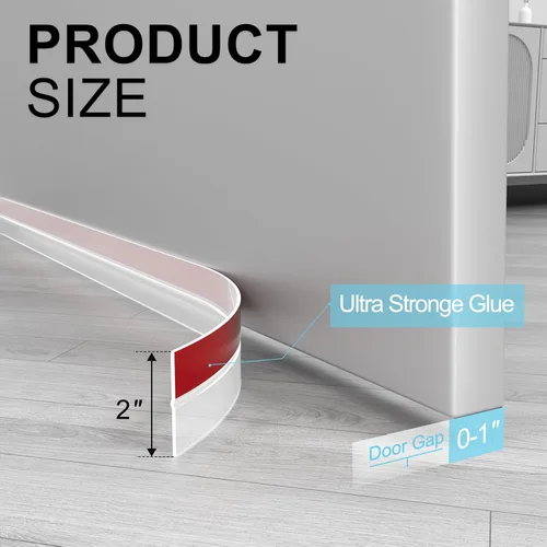 Miniatura 2 de Elvone Tira de sellado resistente de 36 pies x 2 pulgadas, tira de sellado de silicona extra gruesa de 2 mm para puertas de casa y de ducha