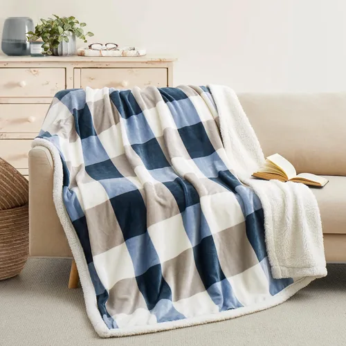 Miniatura 9 de Gracelife Manta de forro polar Sherpa para sofá, manta de felpa mullida y cálida para mujeres y hombres, acogedora manta gruesa y suave tamaño Gris