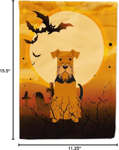 Miniatura 7 de Caroline's Treasures BB4307GF - Bandera de Halloween Airedale para jardín, bandera decorativa para patio exterior, obras de arte de patio, macizos