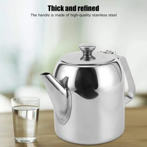 Miniatura 6 de Cafetera, tetera de acero inoxidable de grado alimenticio, tetera de té de boquilla corta, olla de agua redonda duradera para restaurante, hogar
