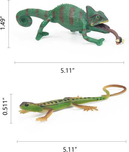 Miniatura 2 de UANDME 8 figuras de animales de lagarto realistas de reptiles, accesorios de broma de camaleón, juguete aterrador, criaturas salvajes de la vida