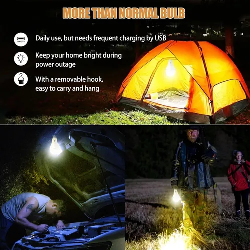Miniatura 7 de Bombillas recargables USB con control remoto y temporizador, 3 temperaturas de color regulables, funciona con pilas, bombilla LED A21 de 2000 mAh