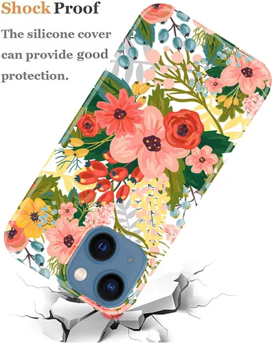 Miniatura 6 de J.west Funda para iPhone 13 de 6.1 pulgadas, estilo moderno de verano, bonito ramo floral con estampado de flores botánicas de jardín, delgada